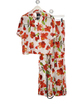 SLA THE LABEL Multicoloured 2-piece Floral Capri Sheer Beach Shirt (UK S) And Trouser (UK XS) Set UK XS/S