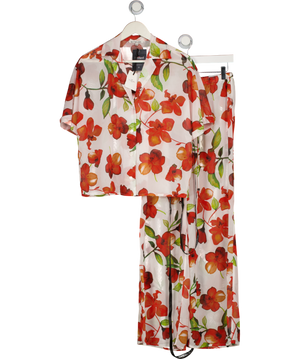 SLA THE LABEL Multicoloured 2-piece Floral Capri Sheer Beach Shirt (UK S) And Trouser (UK XS) Set UK XS/S