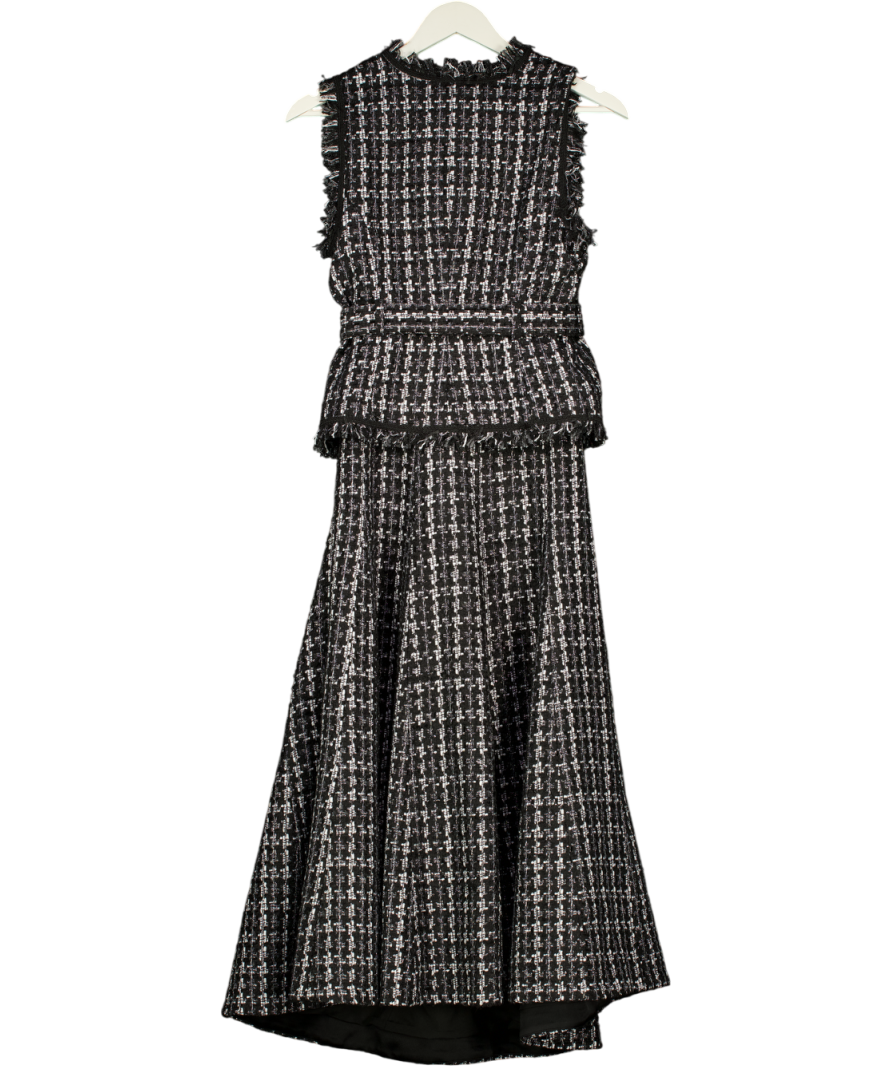 Karen Millen Black Boucle Tailored Sleeveless Full Skirted Midi Dress UK 8