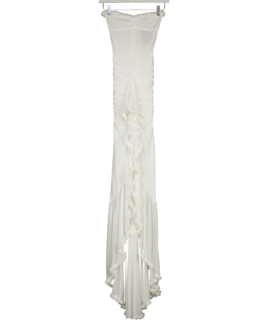 WHITE FOX Still Got It Mesh Maxi Dress White UK S