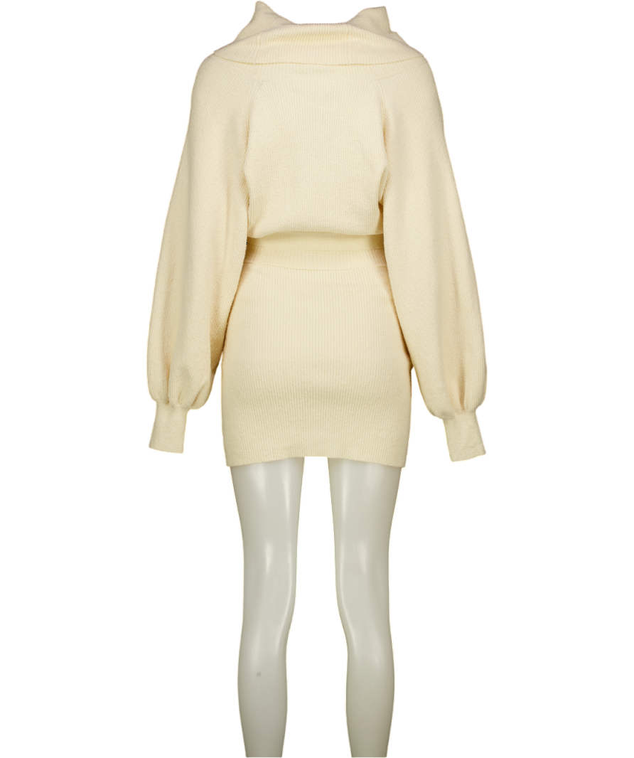 RONNY KOBO Cream Boucle Knit Cut Out Mini Dress UK XS/S