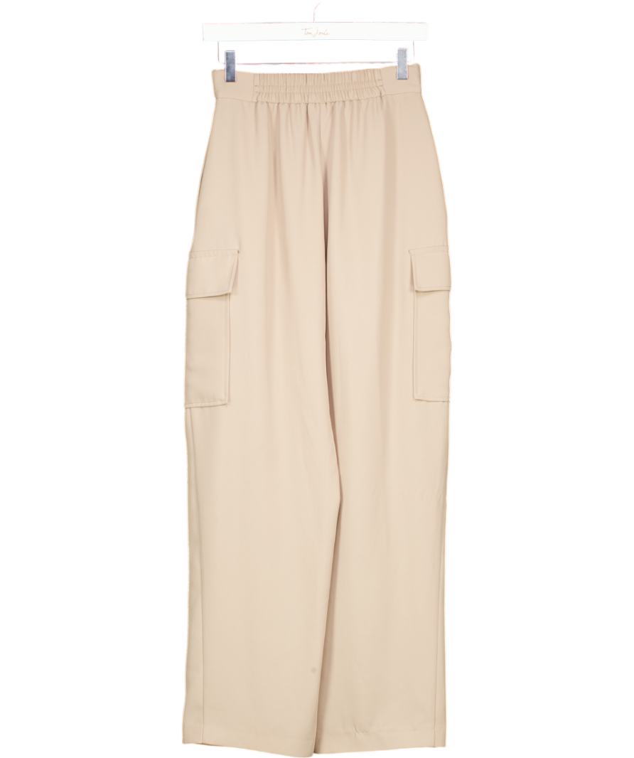 River Island Beige Wide Leg Cargo Utility Trouser UK 6