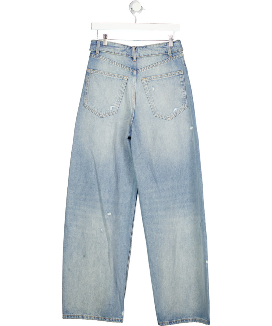 ZARA Blue Folded High Waist Jeans UK S