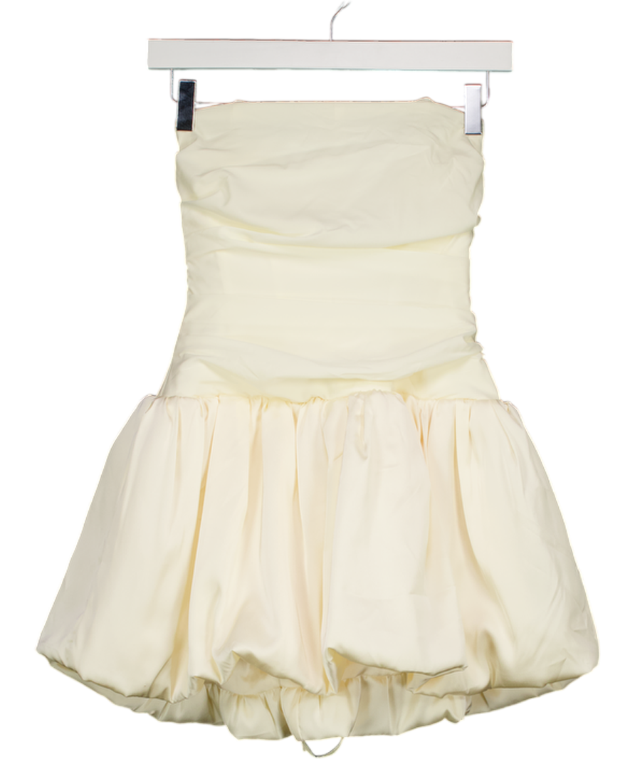 OH POLLY Cream Ludmila Halterneck Lace-up Bubble Hem Corset Micro Mini Dress In Ivory UK 8
