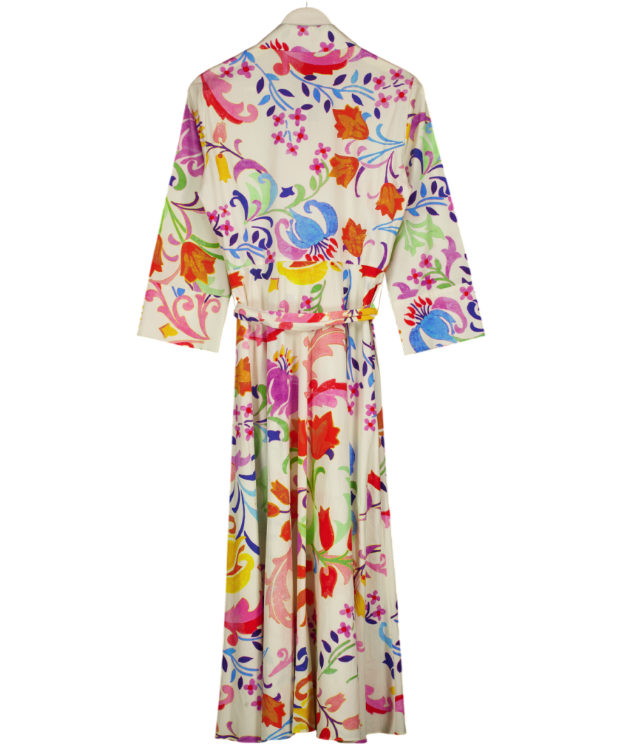 ZARA White / Multi Floral Print Shirt Dress UK S