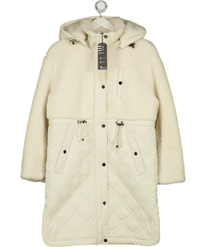 F&F Quilted Borg Panel Longline Coat In Cream UK S