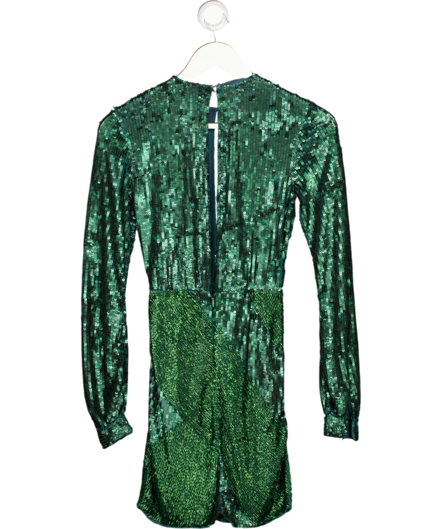 MICHAEL COSTELLO X Revolve Green Sequin Long Sleeve Mini Dress UK XXS