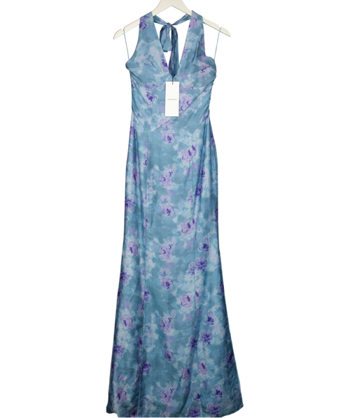 ADOORE Dusty Blue Printed Halterneck Dress UK 6