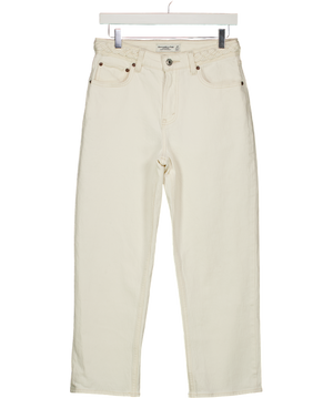 Abercrombie & Fitch Cream High Rise 90s Cropped Braided Waistband Straight Jean W27