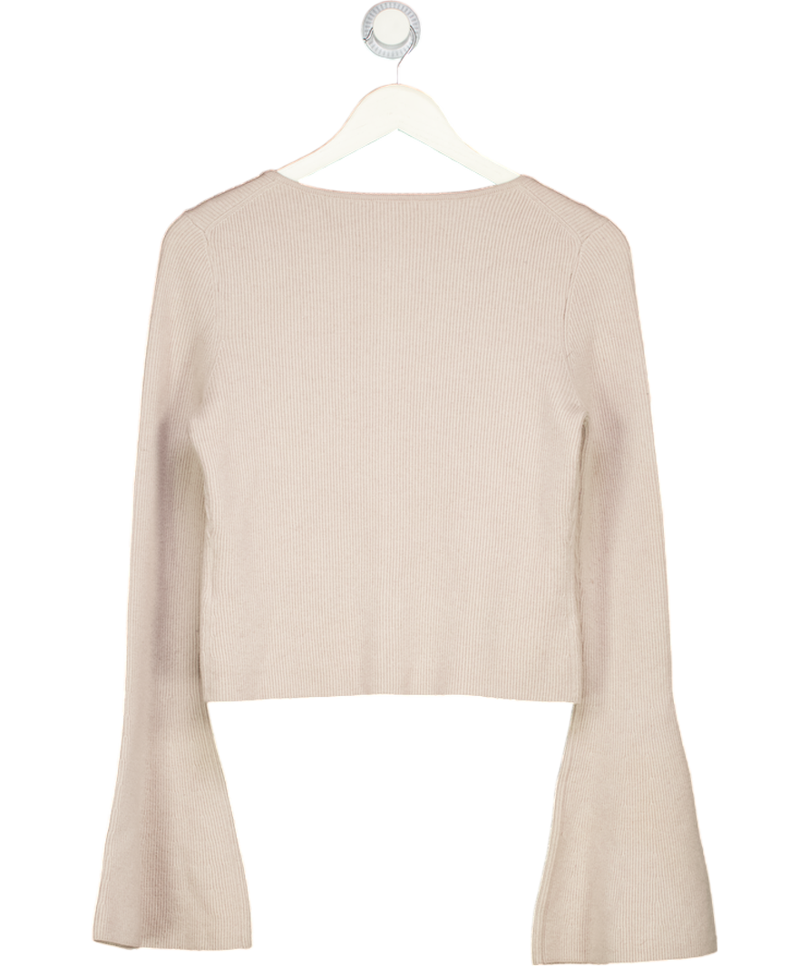 HOUSE OF CB 2-piece Aster Beige Wool Cashmere Long Sleeve Cardigan And Cami Top Set UK S