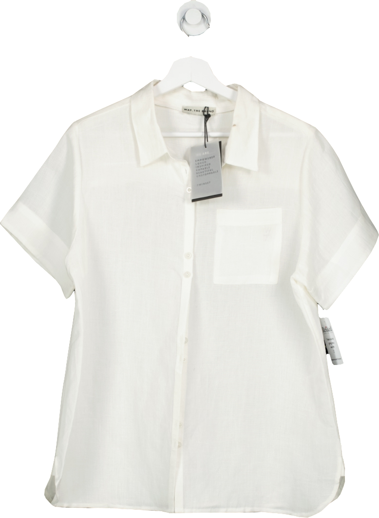WAT. THE BRAND White Short Sleeve Linen Shirt UK M
