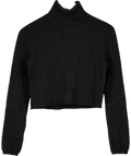 REFORMATION Black Cashmere Cropped Turtleneck Jumper UK S
