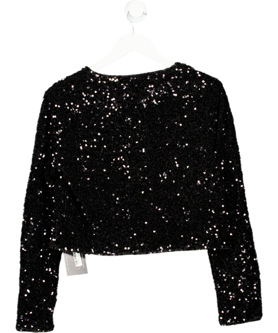 COMMENSE Black Bow Detail Sequined Jacket UK S
