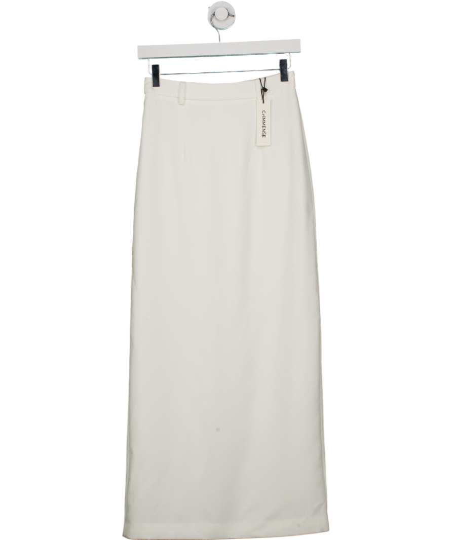 commense White Elegant Slit Back Maxi Skirt UK XS