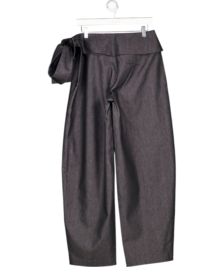 TARA SEIF Blue Denim Tie Side Trousers UK M