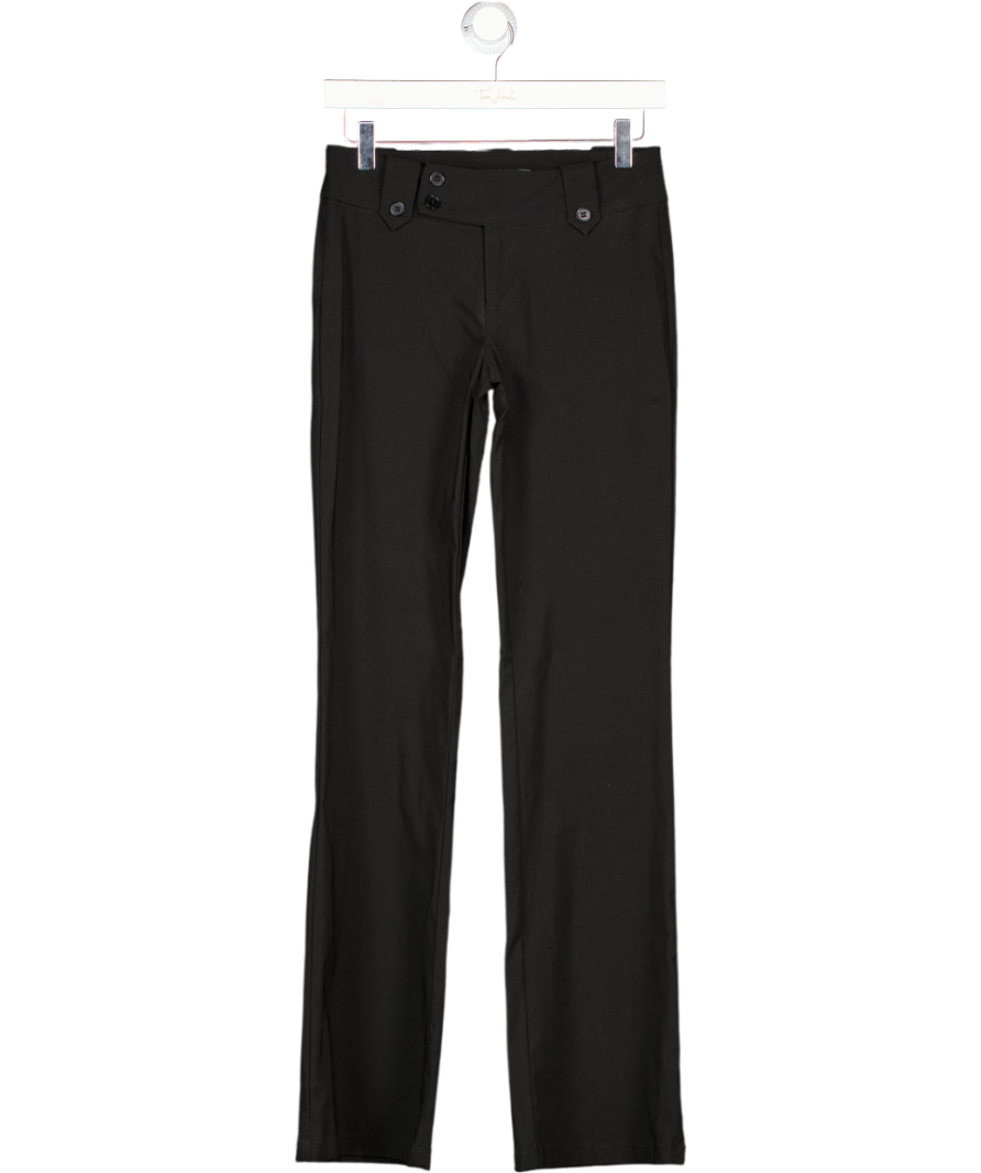 TIGER MIST Black Kittie Low Waisted Tailored Button Detail Flared Trouser UK XS