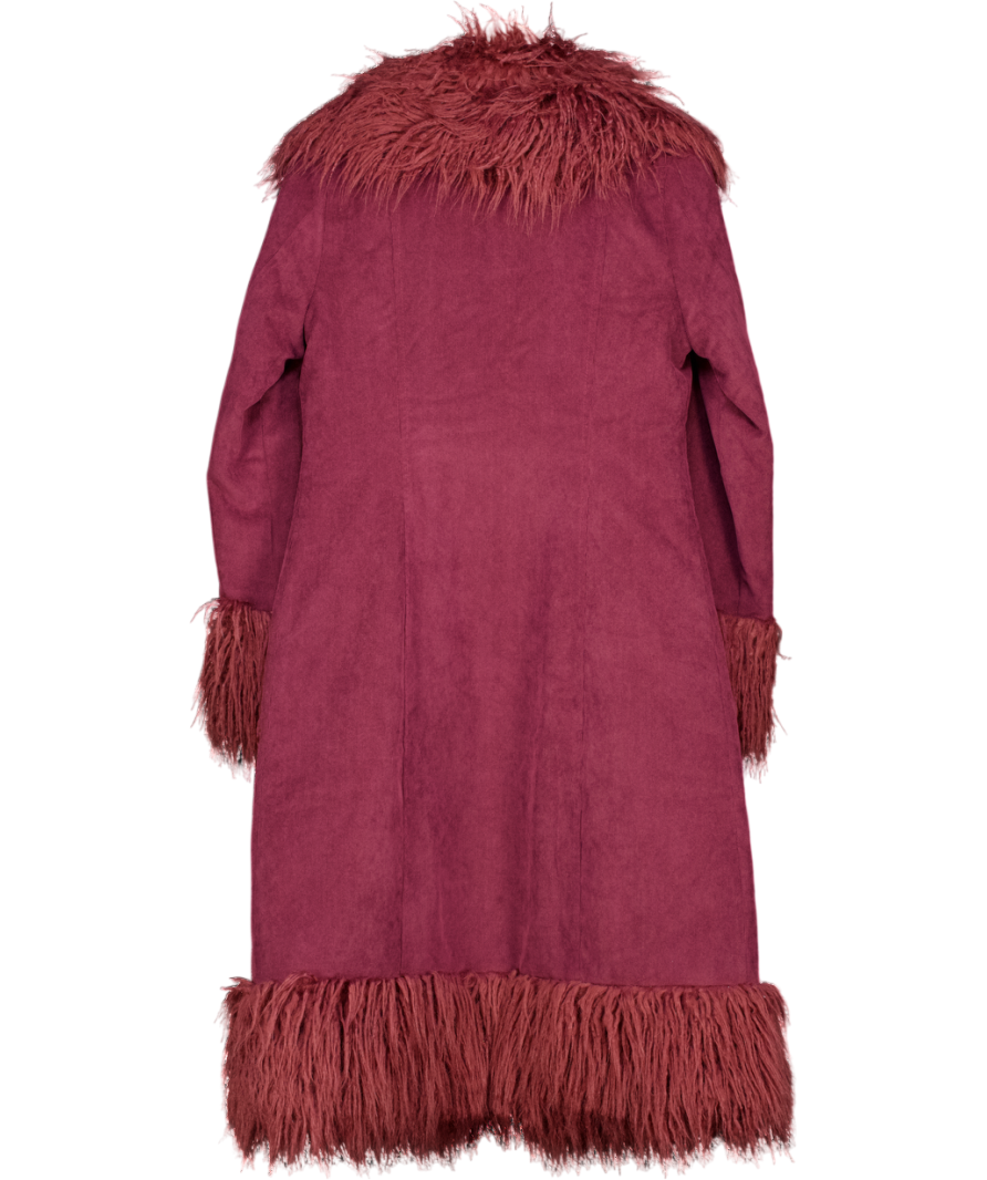 SUPERDRY Berry Jam Purple Long Afghan Coat UK 10