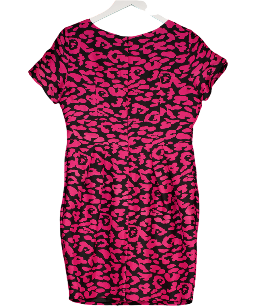 PAUL COSTELLO Pink / Black Leopard Print  Silk Mini Dress - Petite Fit UK 12