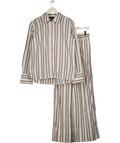 ME + EM 2-piece White / Brown Cotton Striped Cotton Set UK 8
