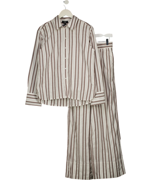 ME + EM 2-piece White / Brown Cotton Striped Cotton Set UK 8