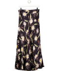 Lily & Lionel Black Bias Cut Moonflower Print Midi Skirt UK 10