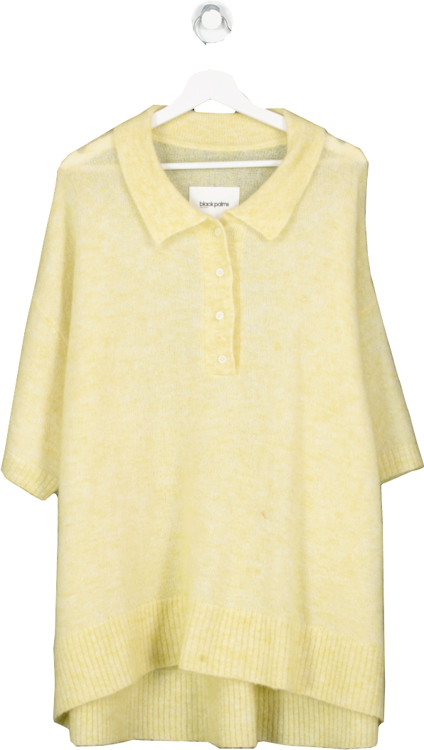 Black Palms Yellow Merino And Mohair Blend Jumper UK L