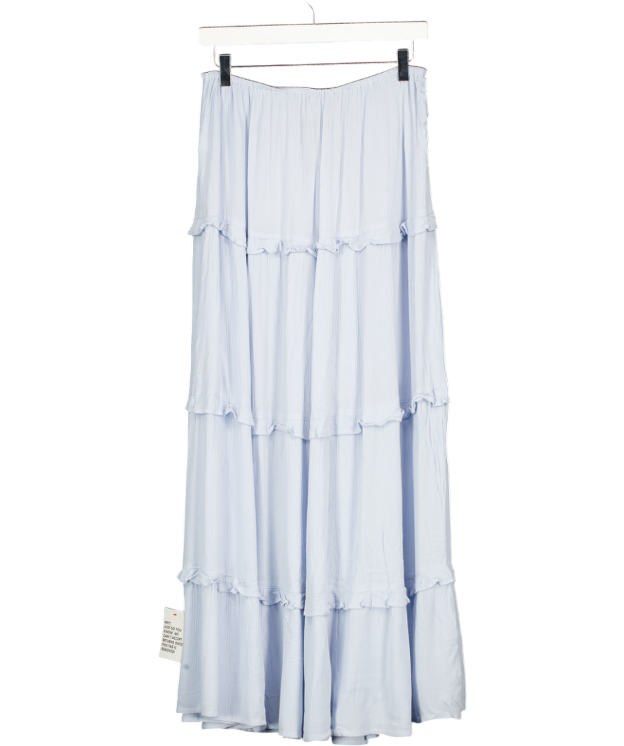 Miss Selfridge Tiered Maxi Skirt In Light Blue UK 12