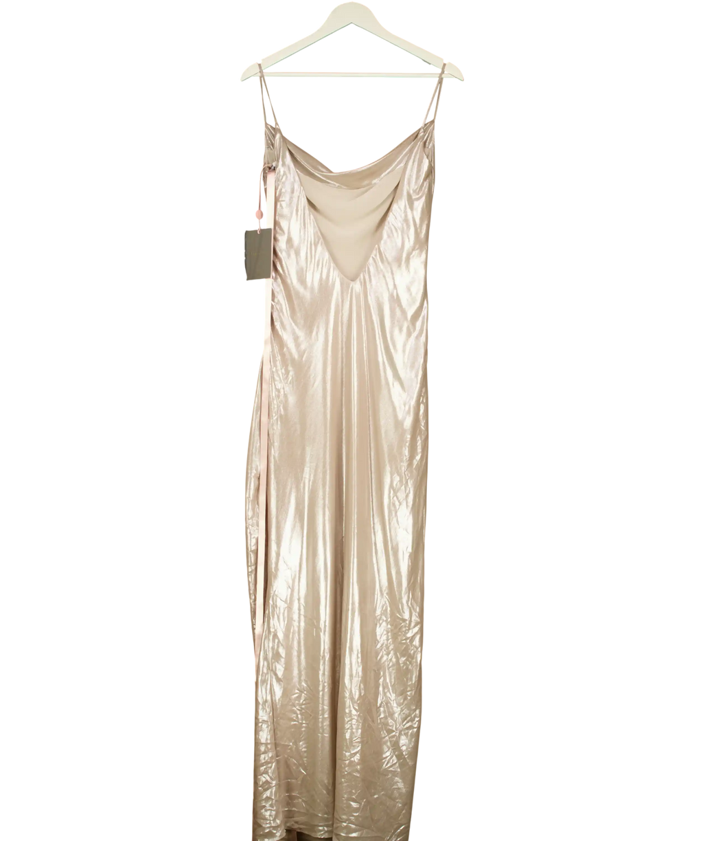 House of CB Champagne Beige Shimmer Low Back Maxi Dress UK S