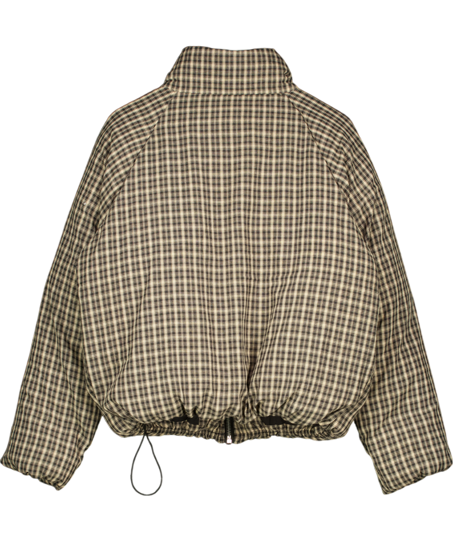 TOPSHOP Brown Micro Check Funnel Neck Puffer Jacke UK S