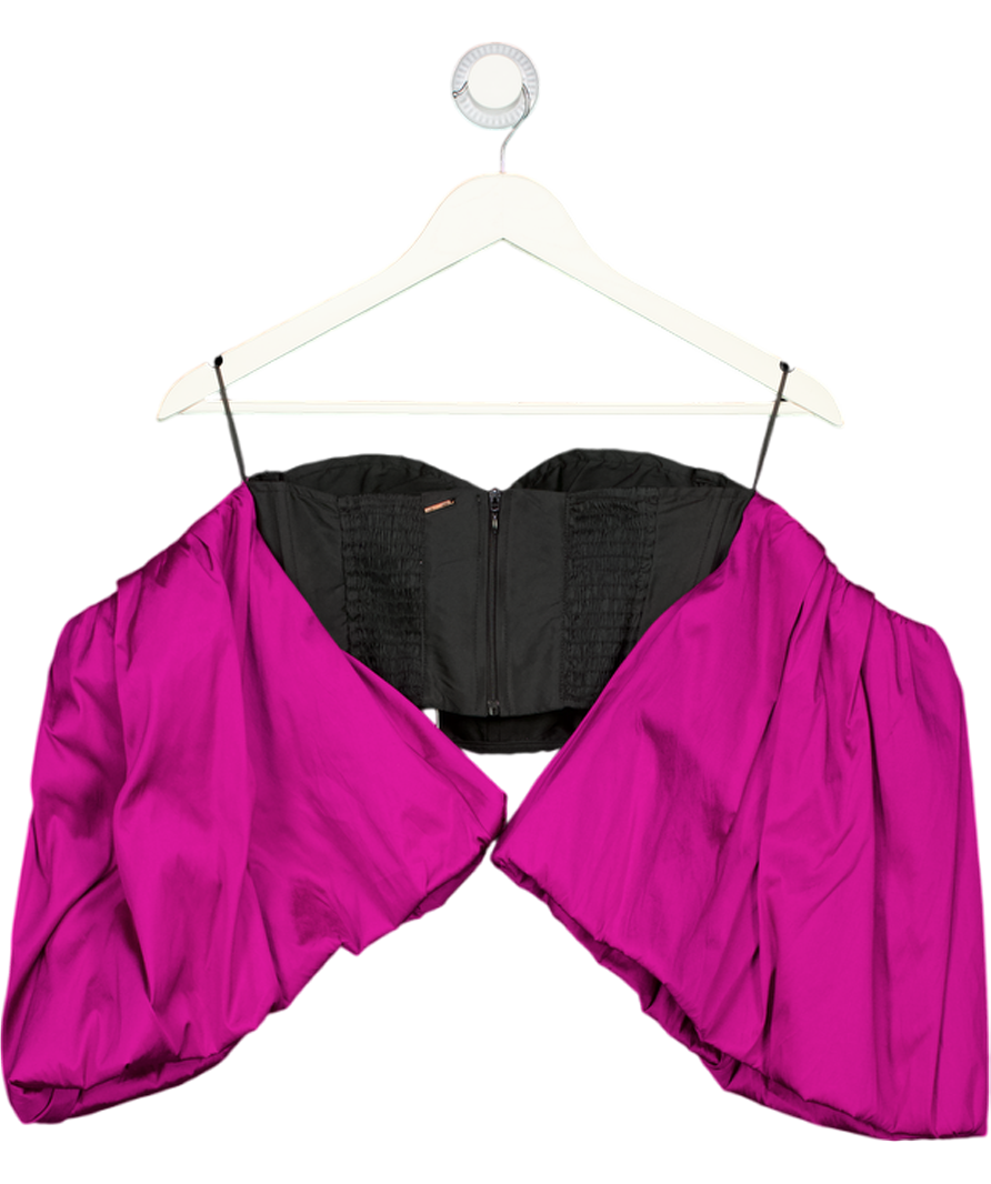 MISA Los Angeles Black & Purple Dramatic  Sleeve Dita Corset Top UK XS