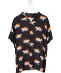 NO BOUNDARIES Black Vontage Palm Print Short Sleeve Shirt UK L