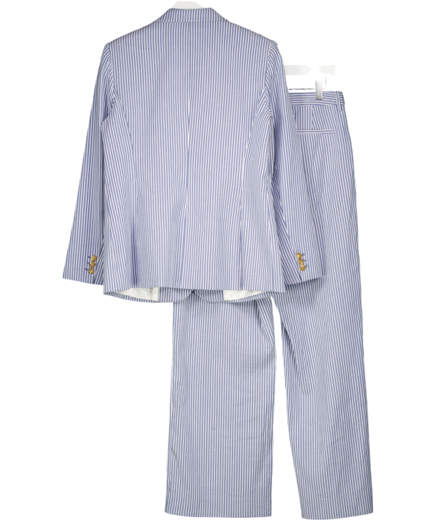 LK Bennett Gene Blue And White Stripe Cotton-rich Suit UK 12