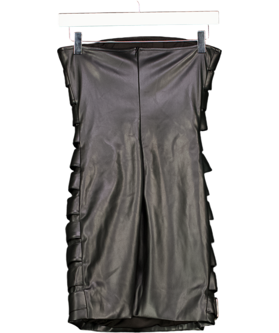 DVNT Black Eco-leather Mini Dress With Decorative Buckles UK XS/S