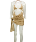 OUTCAST Metallic Elazar Mini Dress Gold Shimmer UK XS