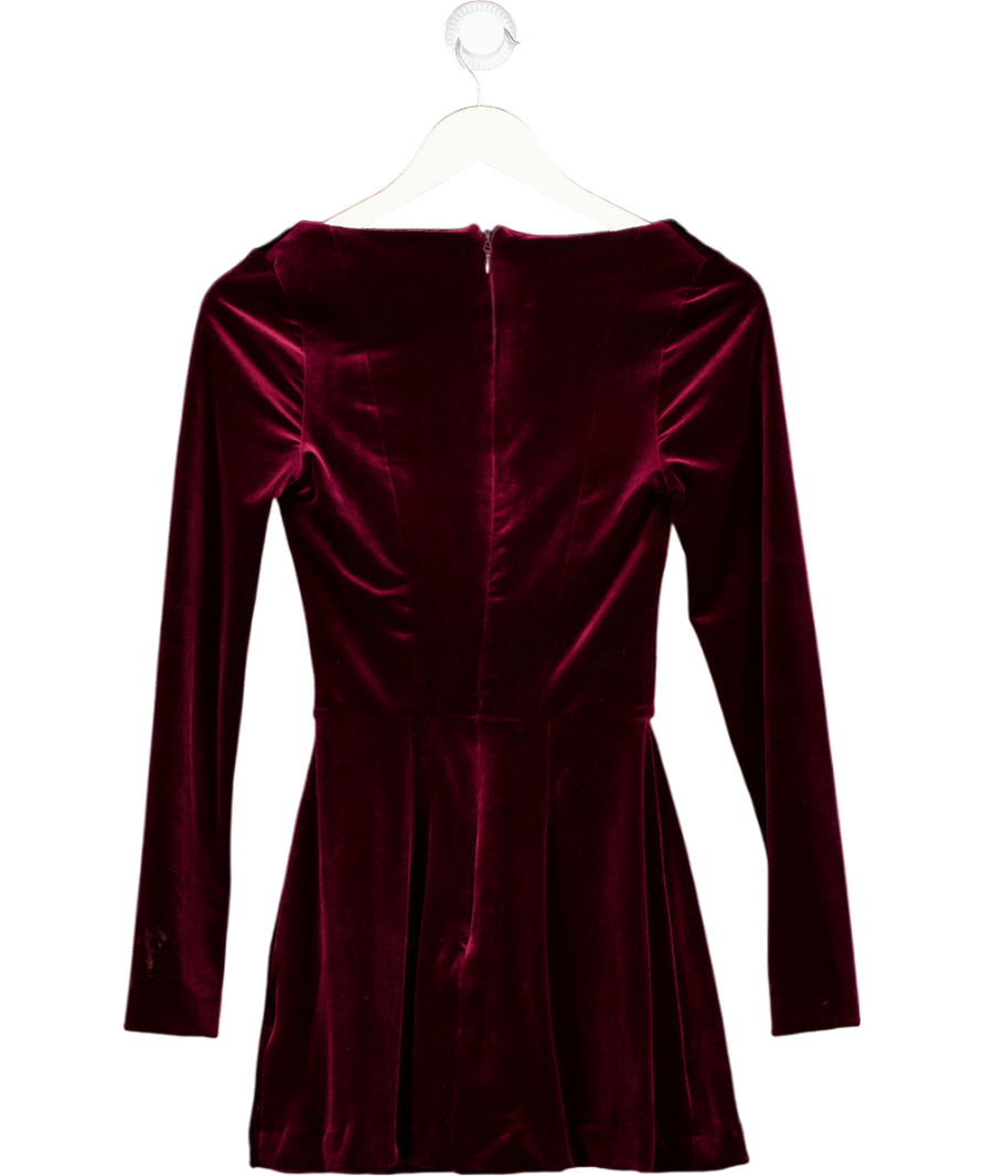 HOUSE OF CB Veronica Black Cherry Red Pin Tuck Mini Dress UK XS