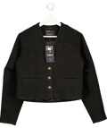 River Island Black Collarless Button Up Jacket UK 12