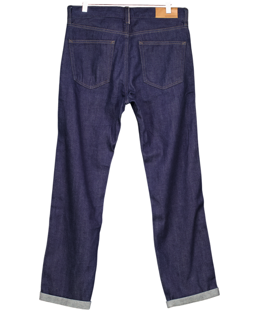 M&S Blue Straight Fit Japanese Rigid Selvedge Jeans W30