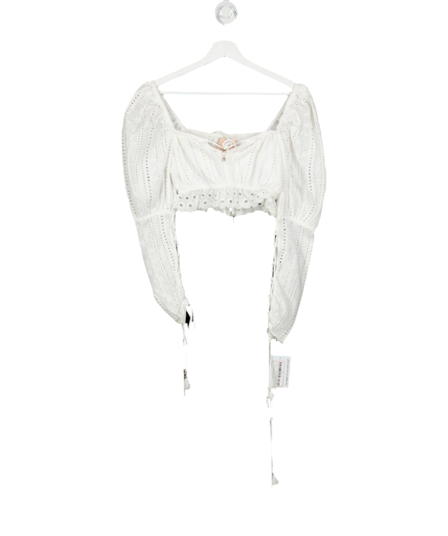 Sofia White Treasure Lace Crop Top UK 8