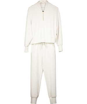 VARLEY Beige 2-piece Doublesoft Davidson Zip Top And Slim Cuff Joggers 27.5 Set UK XS/S