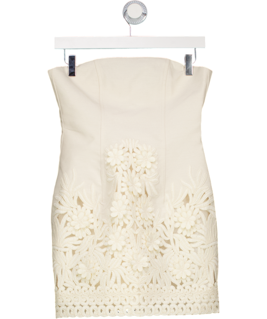 ASOS Cream Appliquéd Bandeau Dress UK 8