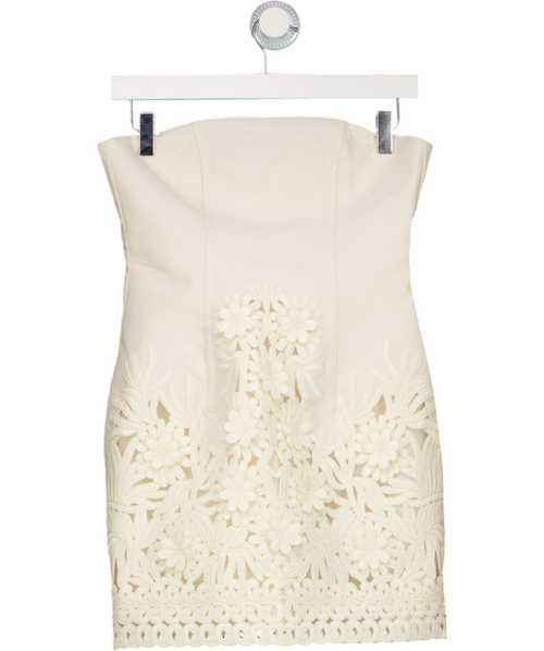 ASOS Cream Appliquéd Bandeau Dress UK 8