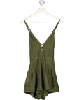 FREE PEOPLE Khaki Green Cotton Tie-back Romper Playsuit UK S