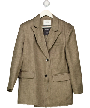 Ancosti Grey Oversized Textured Raw Edge Blazer UK S