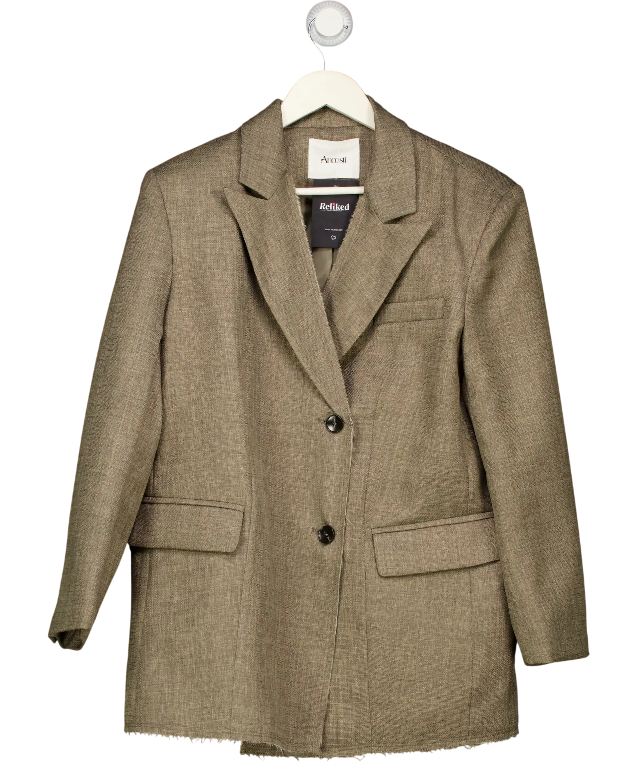 Ancosti Grey Oversized Textured Raw Edge Blazer UK S