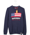 Superdry Blue Oversized Vintage Athletic Knit Jumper UK M