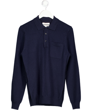 M&S AUTOGRAPH Navy Blue 100% Cashmere Polo Jumper UK S