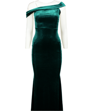 Club L Green Velvet Twisted Asymmetric Midi Dress UK 8