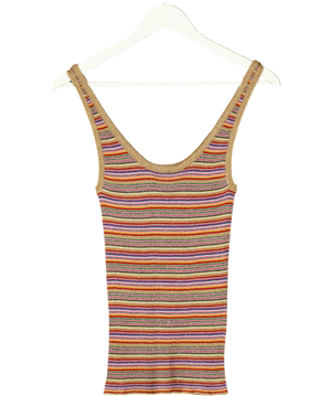 Ba&sh Multicoloured Rainbow Stripe Knit Glitter Tank Sz0 UK 6