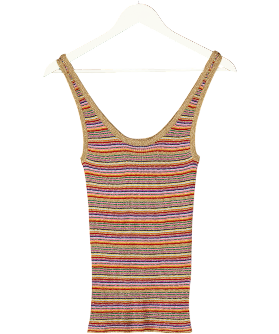 Ba&sh Multicoloured Rainbow Stripe Knit Glitter Tank Sz0 UK 6