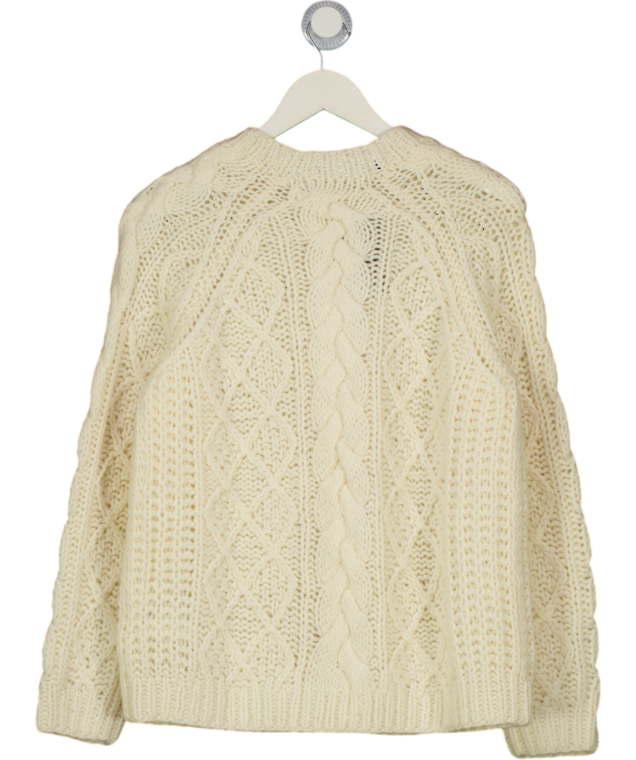 GERARD DAREL Cream 100% Lambswool Cable Knit Jumper T3 UK L